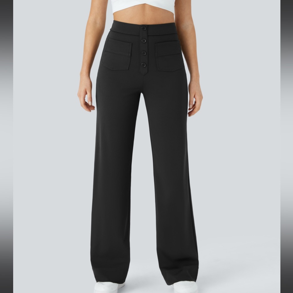 NWT Halara high waist button multiple pockets straight leg pants